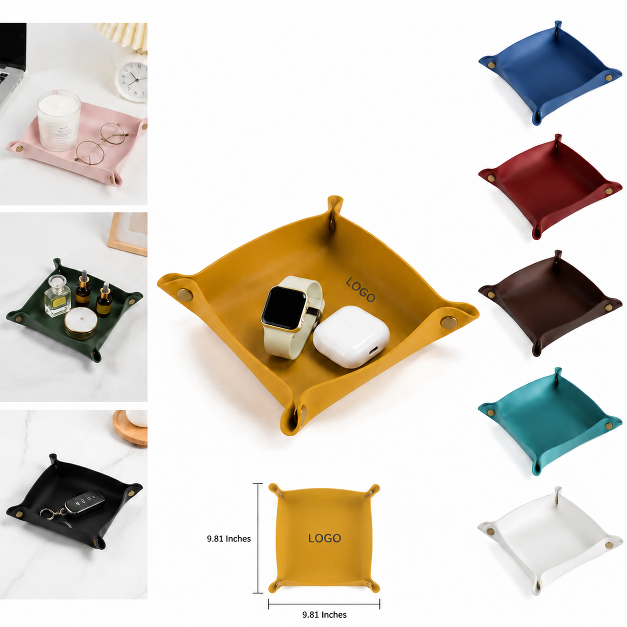 Genuine Leather Foldable Storage Tray