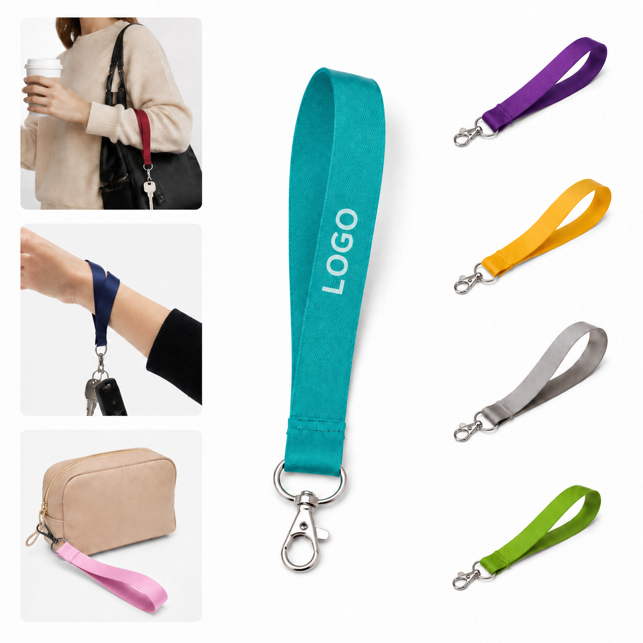 Adjustable Nylon Wrist Lanyard Keychain