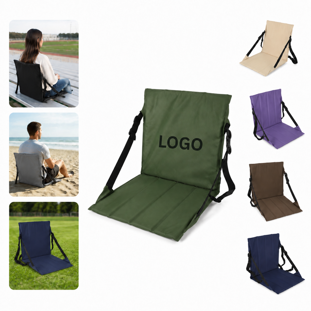 Portable Stadium Bleacher Seat Cushion with Back Support