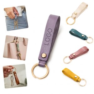 Riveted Leather Loop Keychain